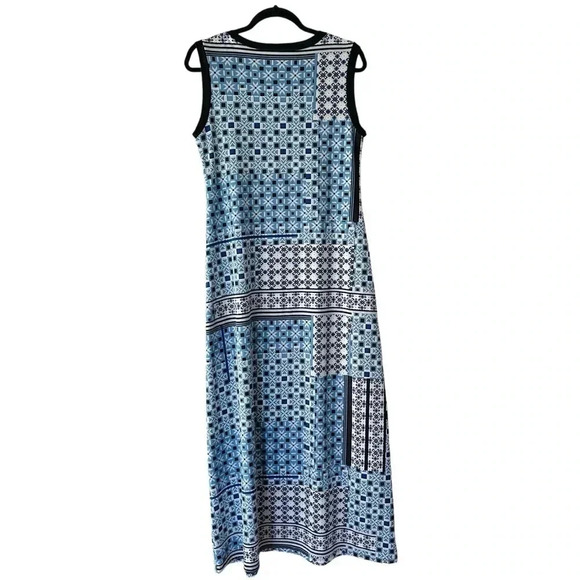 GREAT NORTHWEST INDIGO NWOT SLEEVELESS MAXI DRESS NAVY BLUE WHITE AQUA | MEDIUM - Picture 7 of 10